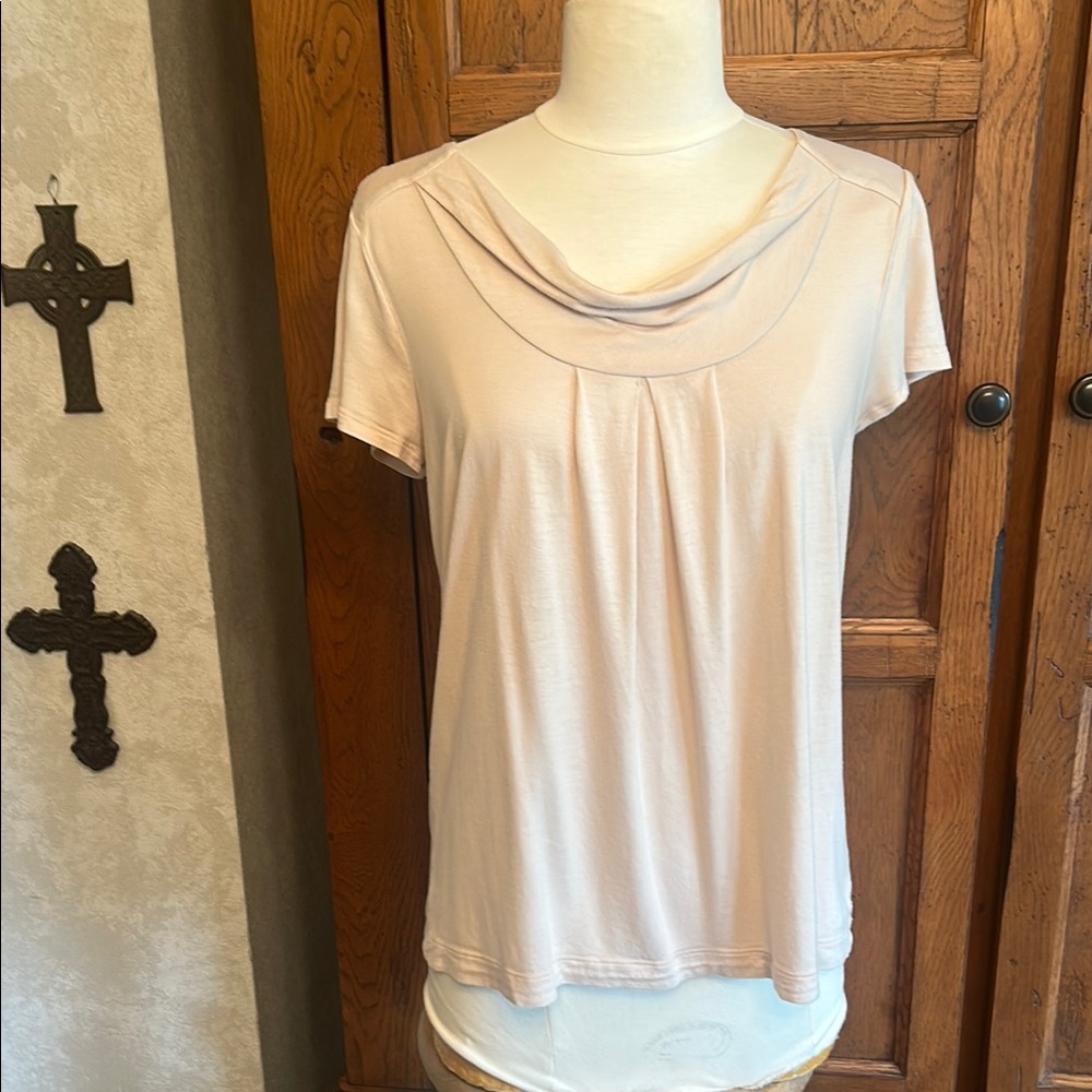 BANANA REPUBLIC Elegant Cream Cowl Neck Short-Sleeved TOP